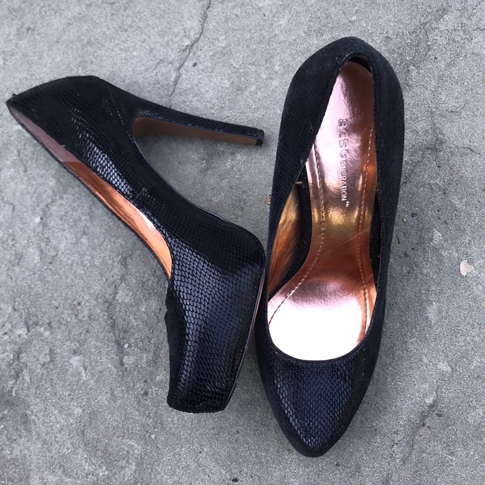 BCBG Generation embossed leather platform shoes